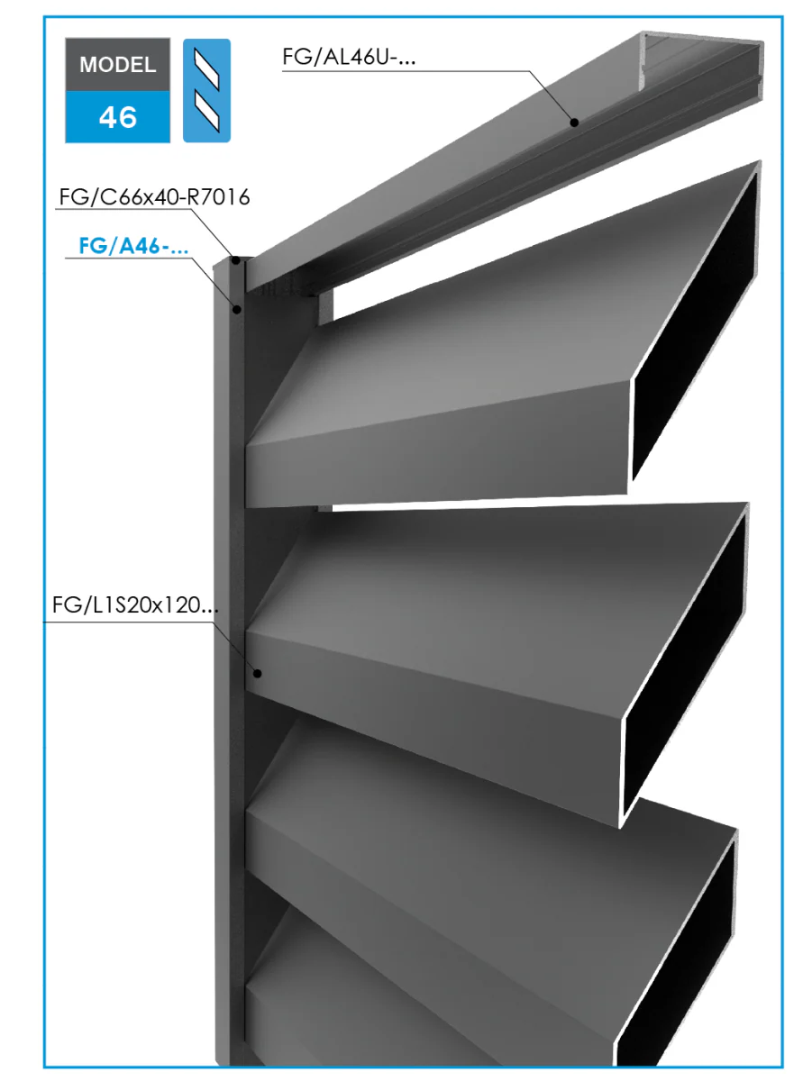 Aluminiowy adapter U 50x20-1850mm R7016 - Image 2