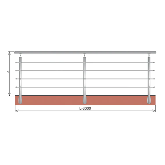Balustrada nierdzewna AISI304, 40x40x2/4xd12/H900/