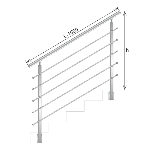 Balustrada nierdzewna AISI304, 40x40x2/4xd12/H900/