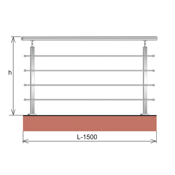 Balustrada nierdzewna AISI304, 40x40x2/4xd12/H900/