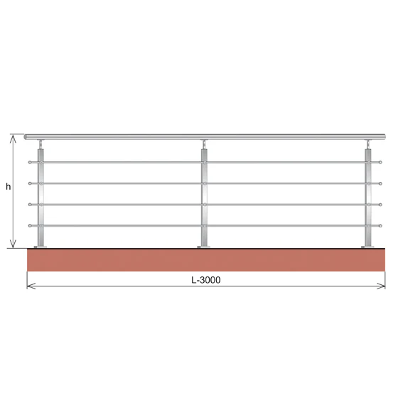 Balustrada nierdzewna AISI304, 40x40x2/4xd12/H900/