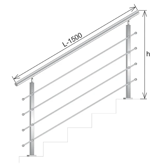 Balustrada nierdzewna AISI304, 40x40x2/4xd12/H900/