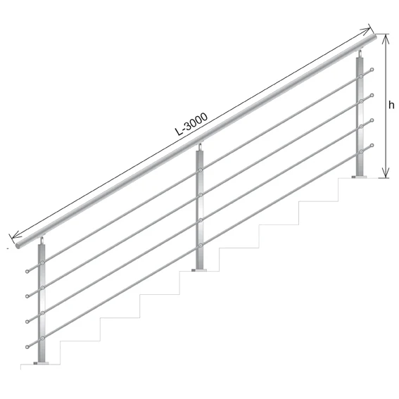 Balustrada nierdzewna AISI304, 40x40x2/4xd12/H900/