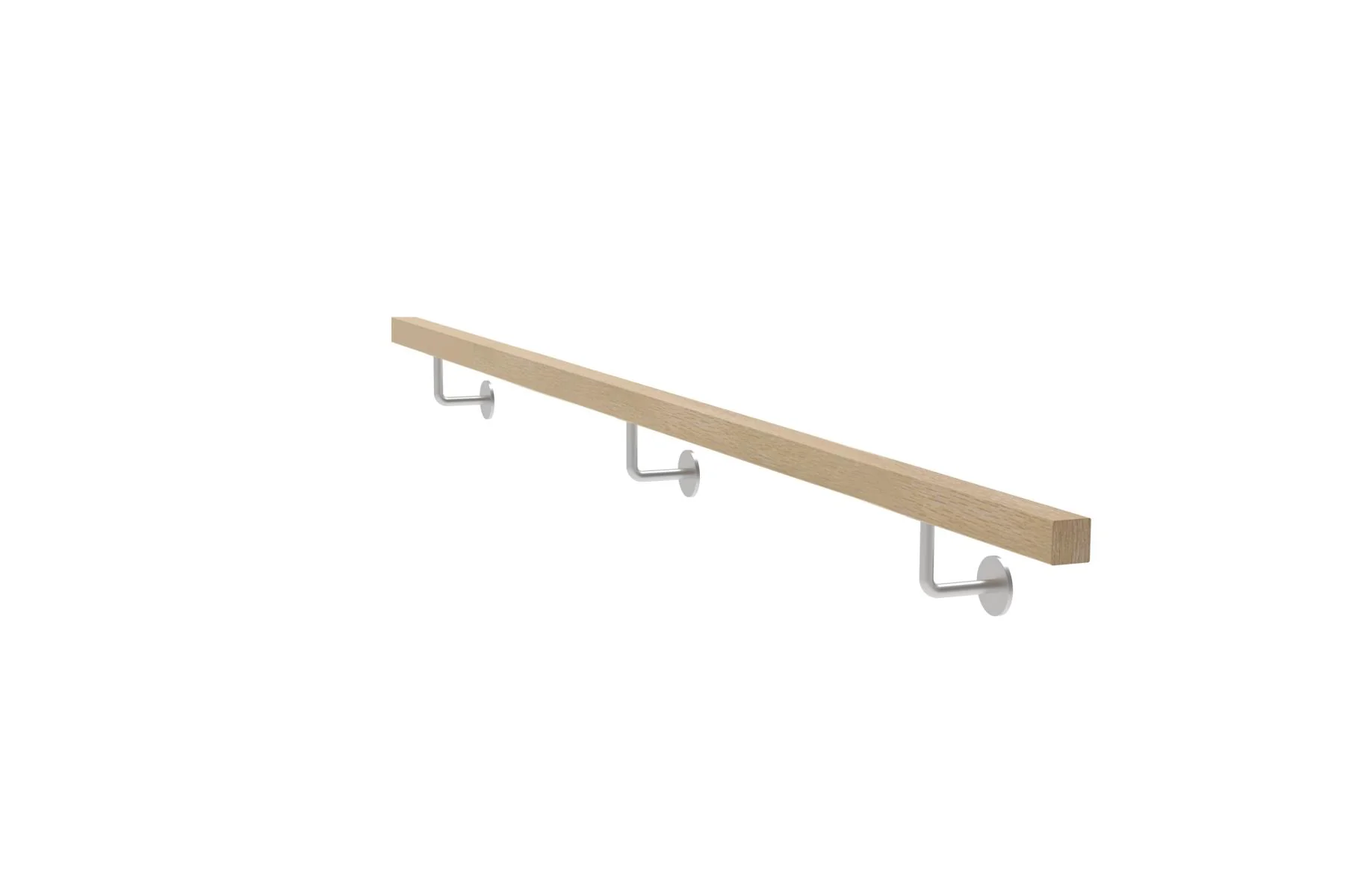 Drewniana poręcz DĄB - CINK i uchwyty ze stali nierdzewnej, JP40x40mm/L2500mm