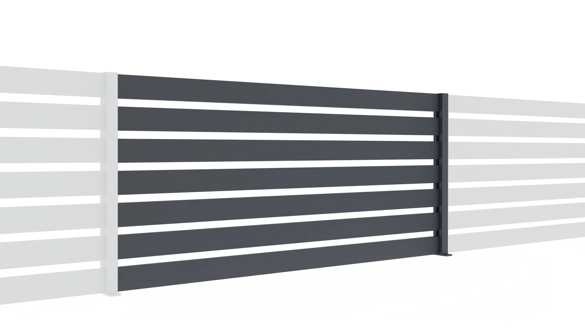 Ogrodzenie aluminiowe z listwą 20x100, 0,9x2m
