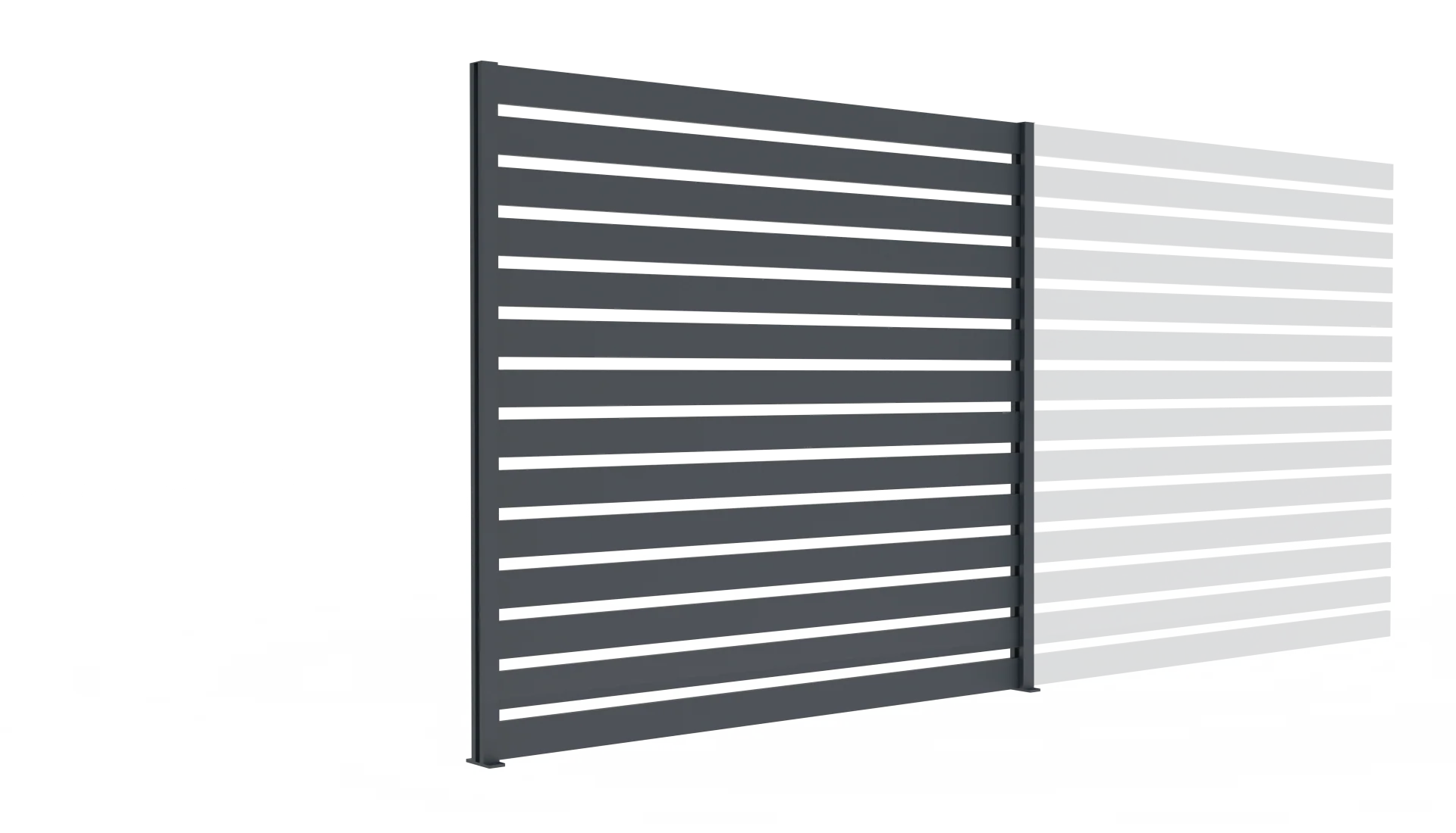 Ogrodzenie aluminiowe z listwą 20x100, 1,85x2m