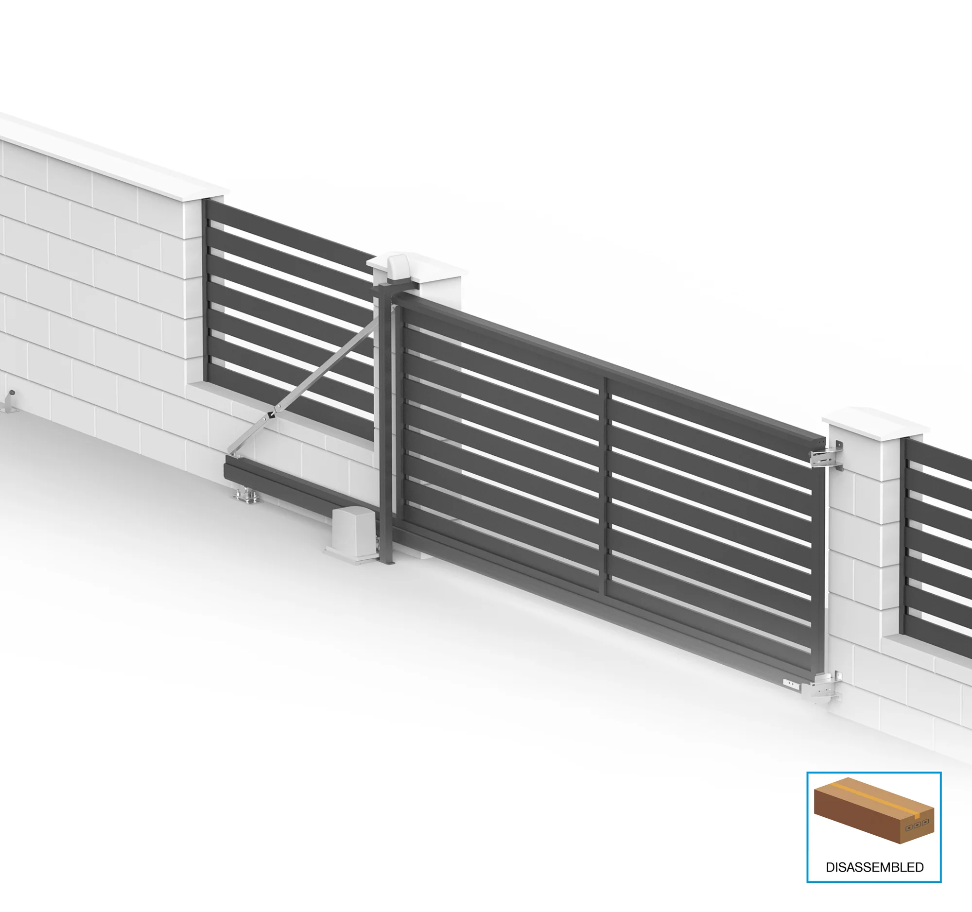 Samonośna brama przesuwna aluminiowa 6x2,125m z wypełnieniem 20x100 R7016