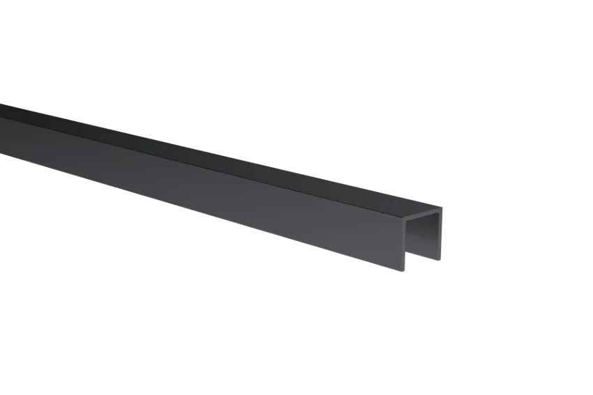 U AL 15x15x2 mm-es üvegezőprofil 6–8 mm-es üveghez, fekete eloxált